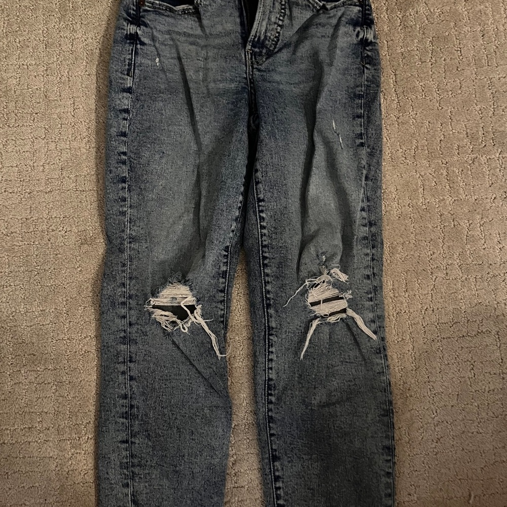 Old Navy Distressed Straight Leg Jeans - Dark Blue